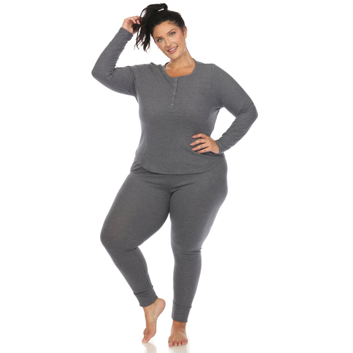Women's Plus Size Waffle Pajama Set