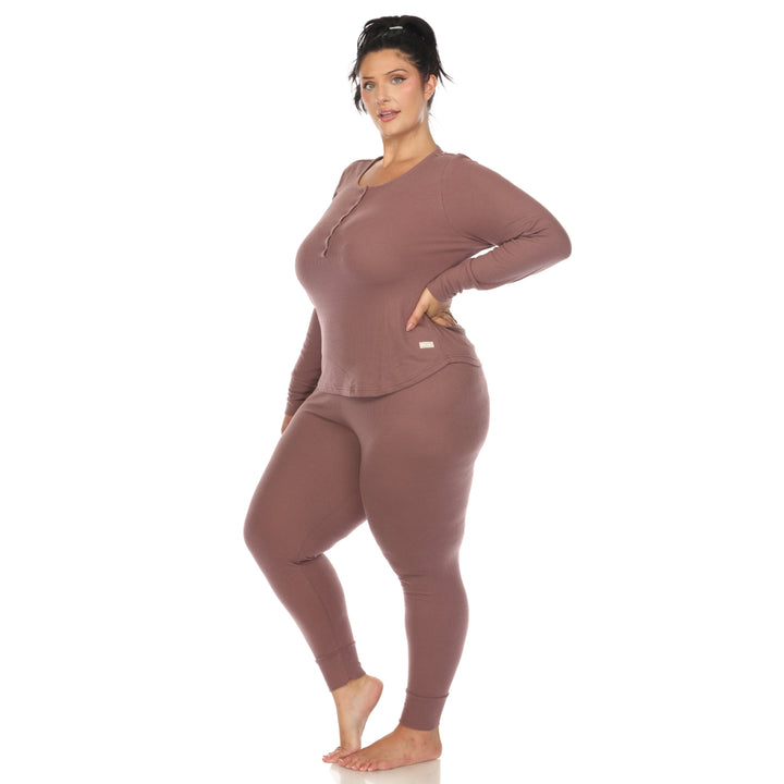 Women's Plus Size Waffle Pajama Set