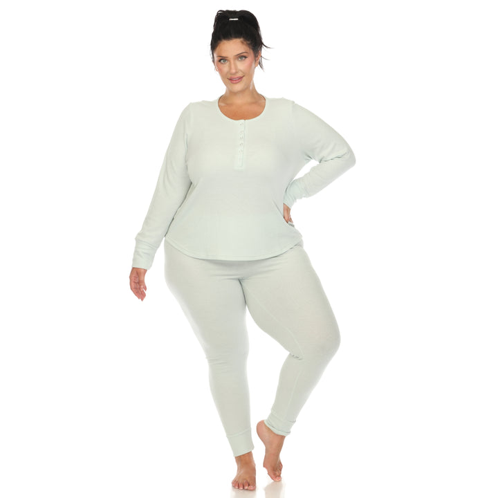 Women's Plus Size Waffle Pajama Set