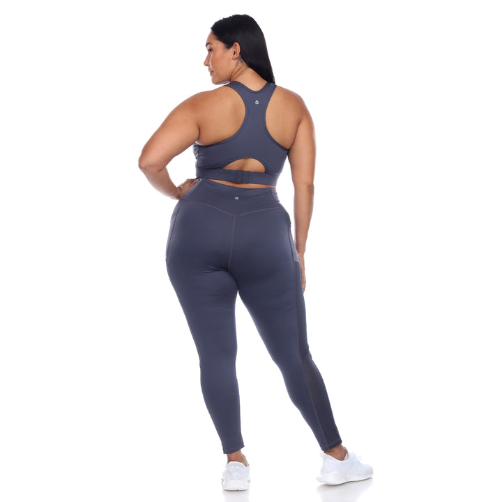 Plus Size Racer Back Sports Bra & Mesh Leggings Set