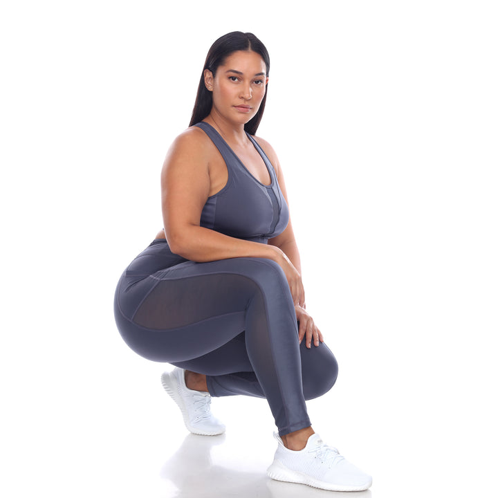 Plus Size Racer Back Sports Bra & Mesh Leggings Set