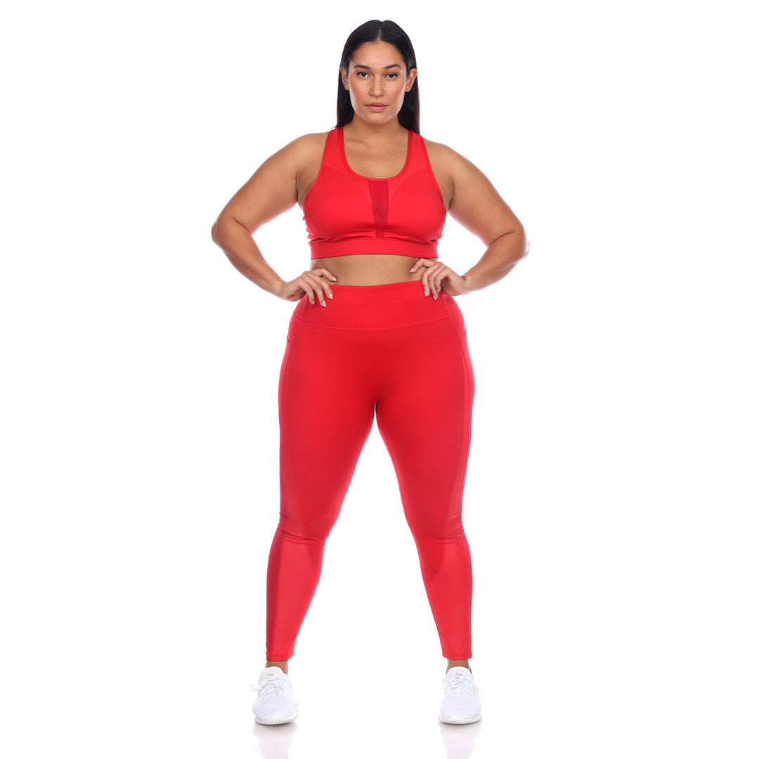 Plus Size Racer Back Sports Bra & Mesh Leggings Set