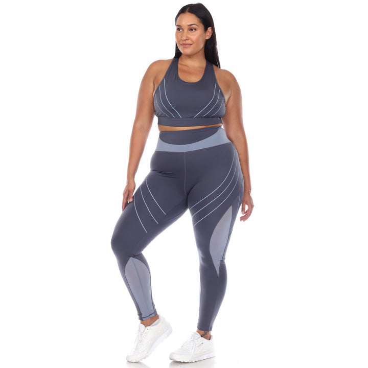 Plus Size Cut Out Back Mesh Sports Bra & Leggings Set
