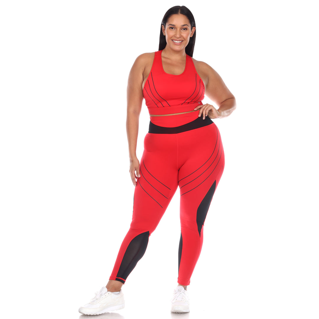 Plus Size Cut Out Back Mesh Sports Bra & Leggings Set