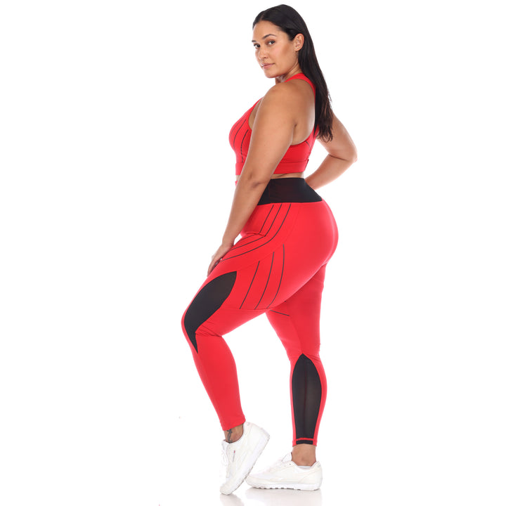 Plus Size Cut Out Back Mesh Sports Bra & Leggings Set