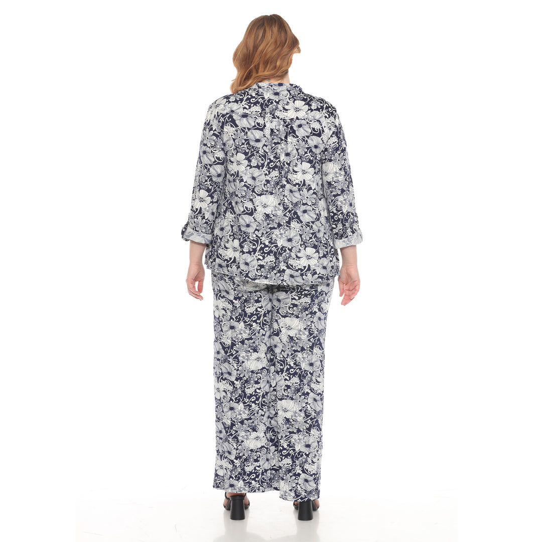 Plus Size 2-Piece Floral Print Tunic and Pant Set