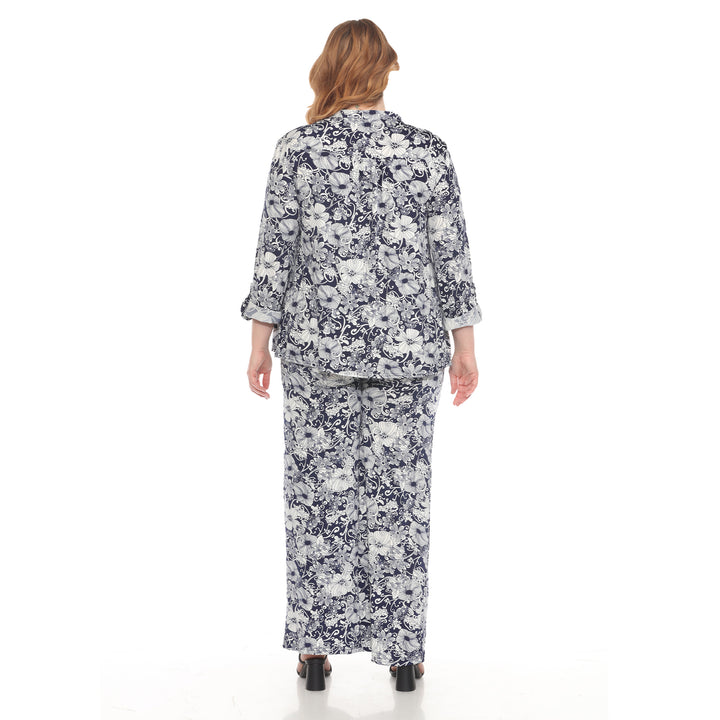 Plus Size 2-Piece Floral Print Tunic and Pant Set