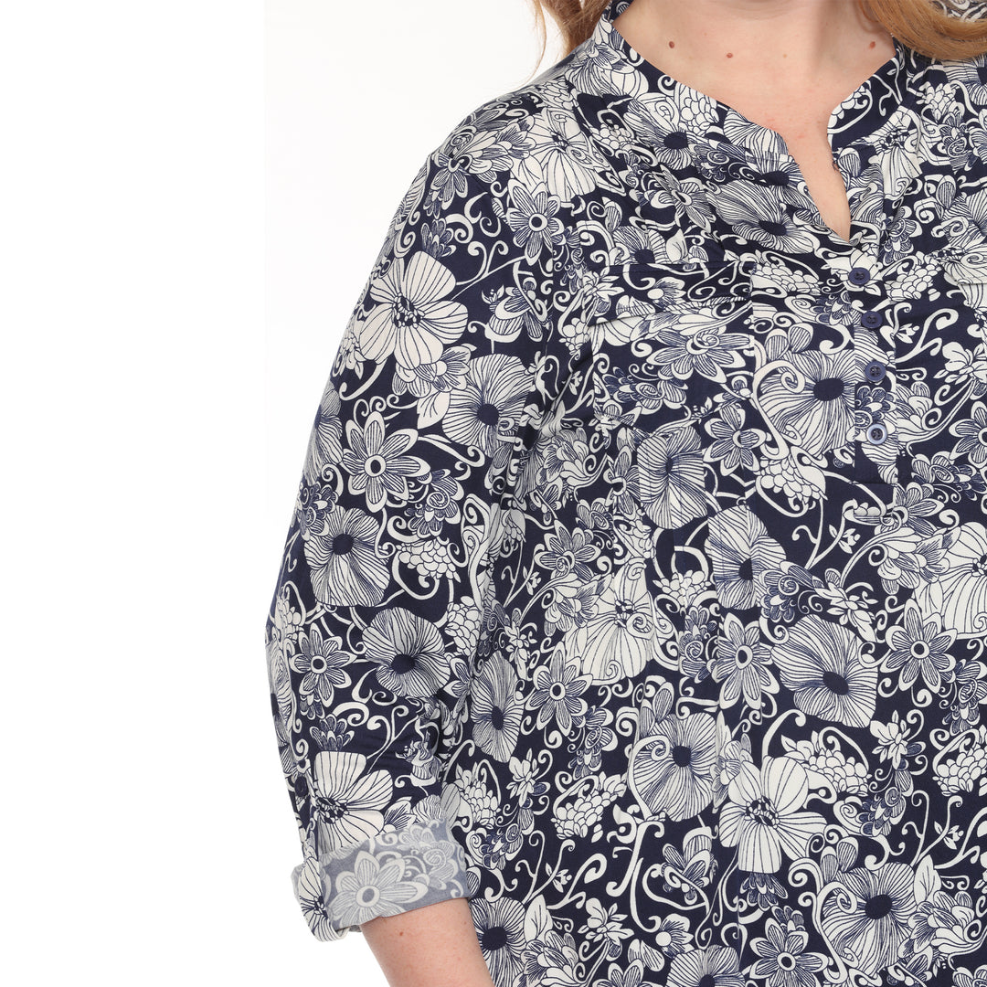 Plus Size 2-Piece Floral Print Tunic and Pant Set