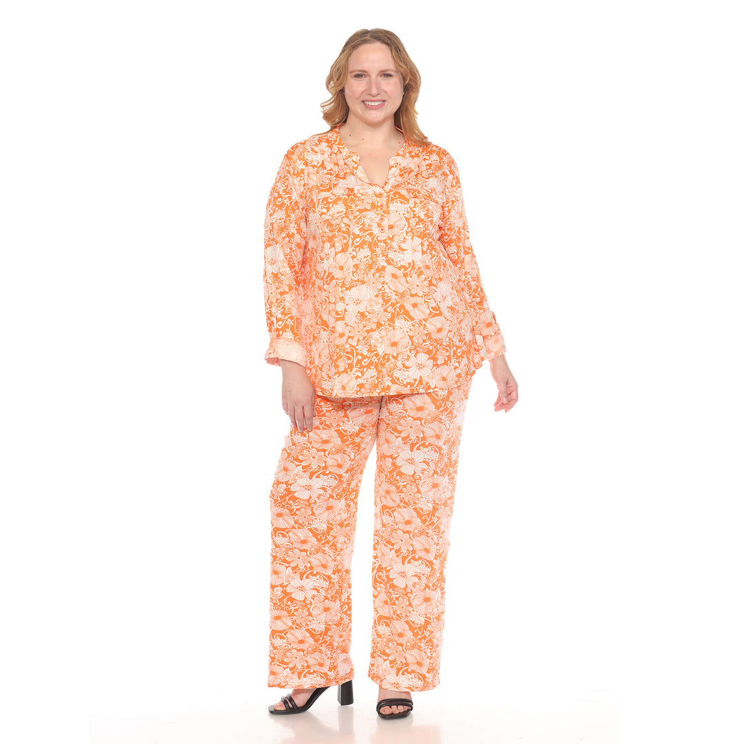 Plus Size 2-Piece Floral Print Tunic and Pant Set
