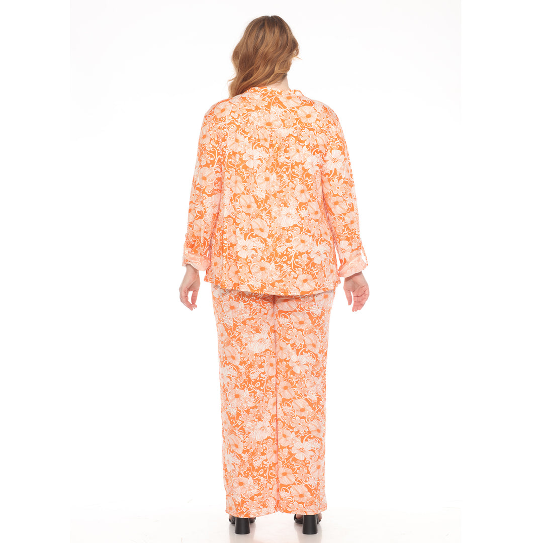 Plus Size 2-Piece Floral Print Tunic and Pant Set