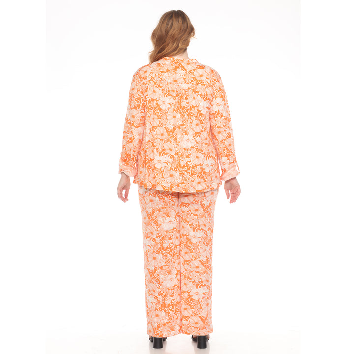 Plus Size 2-Piece Floral Print Tunic and Pant Set