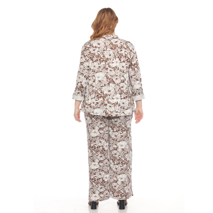 Plus Size 2-Piece Floral Print Tunic and Pant Set
