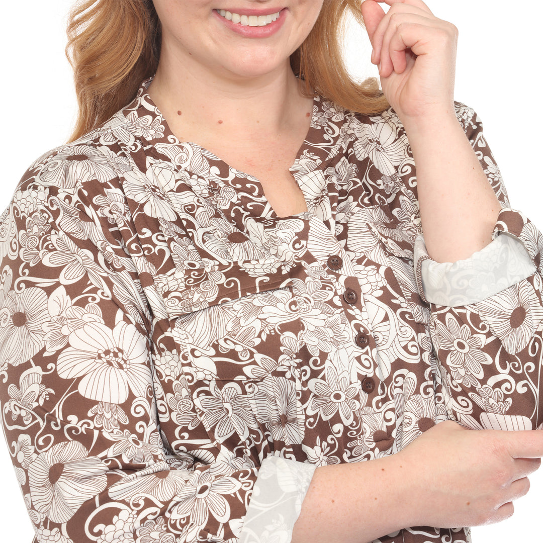 Plus Size 2-Piece Floral Print Tunic and Pant Set