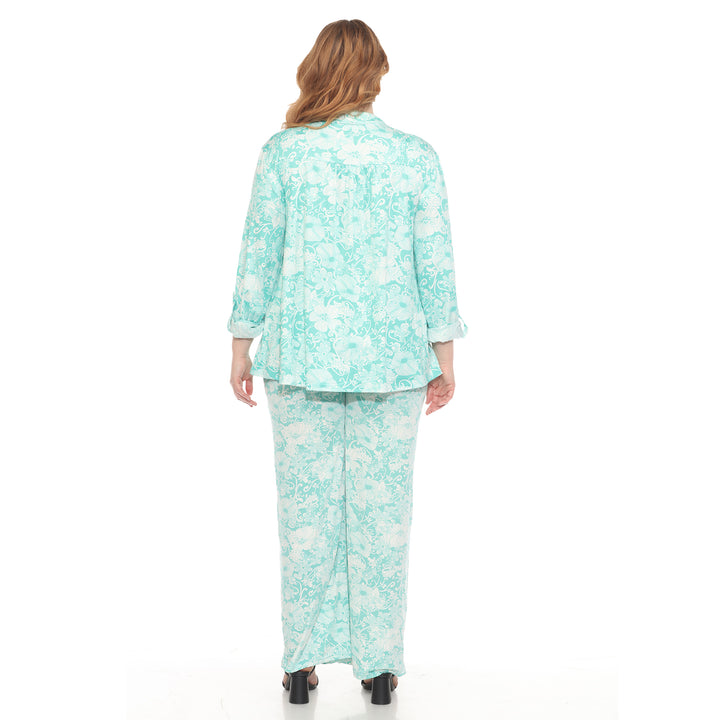 Plus Size 2-Piece Floral Print Tunic and Pant Set