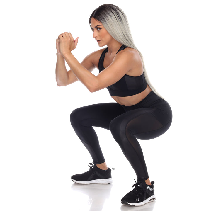 Women's Racer Back Sports Bra & Mesh Leggings Set