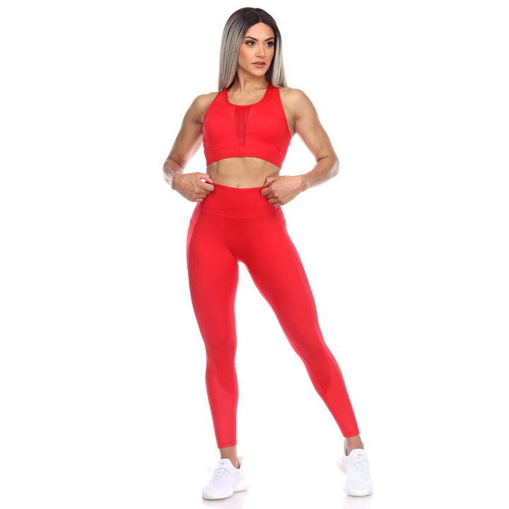 Women's Racer Back Sports Bra & Mesh Leggings Set