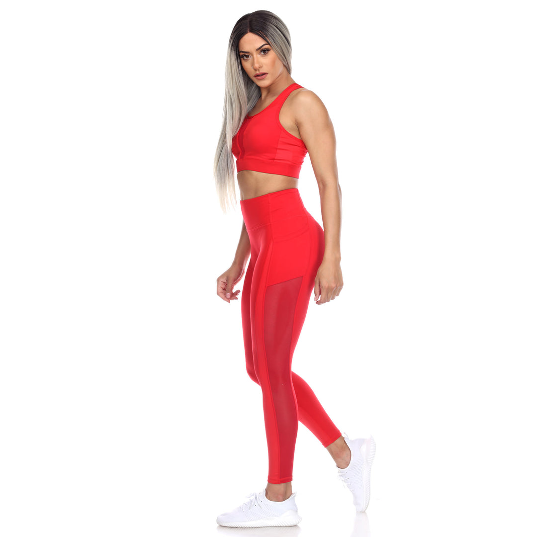 Women's Racer Back Sports Bra & Mesh Leggings Set