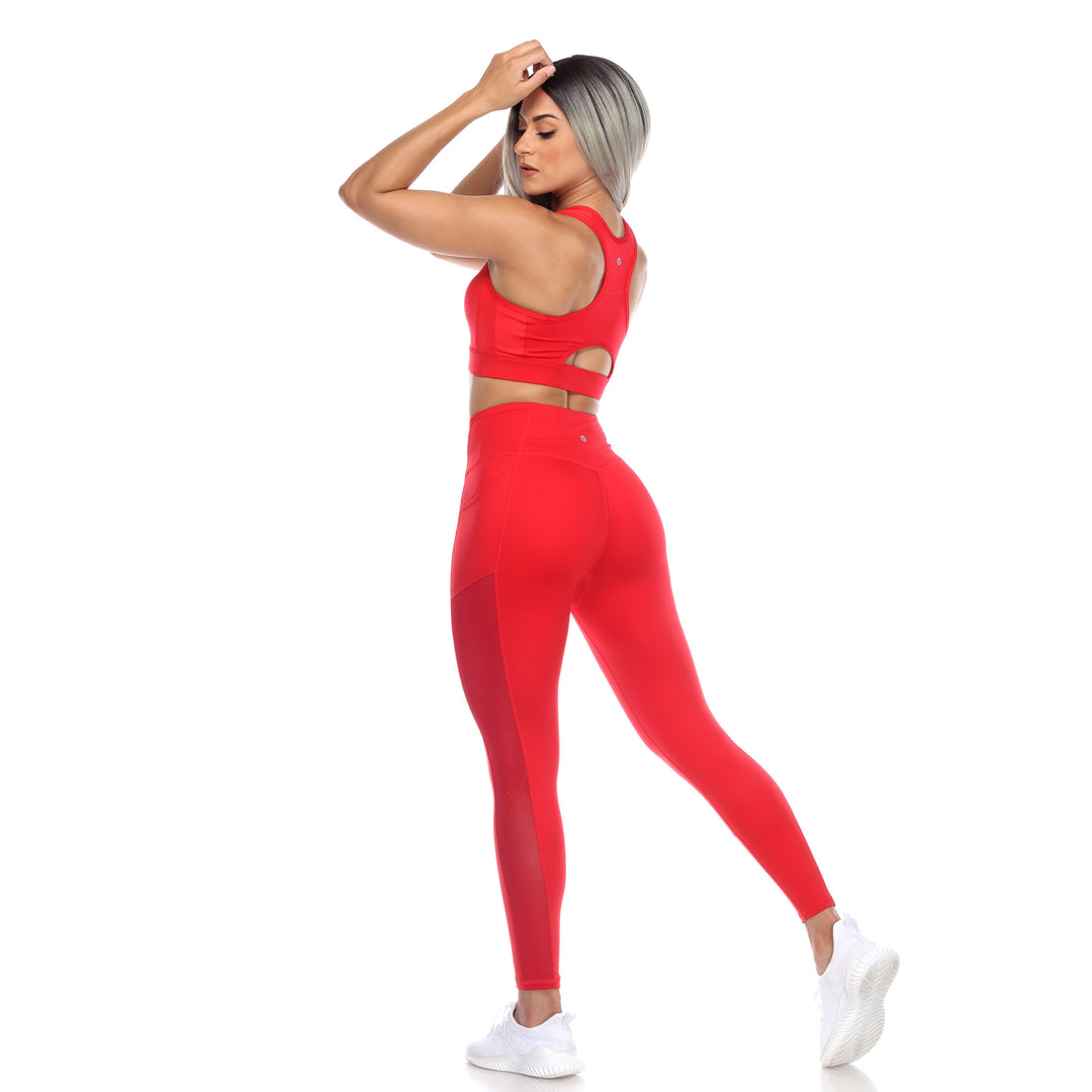 Women's Racer Back Sports Bra & Mesh Leggings Set