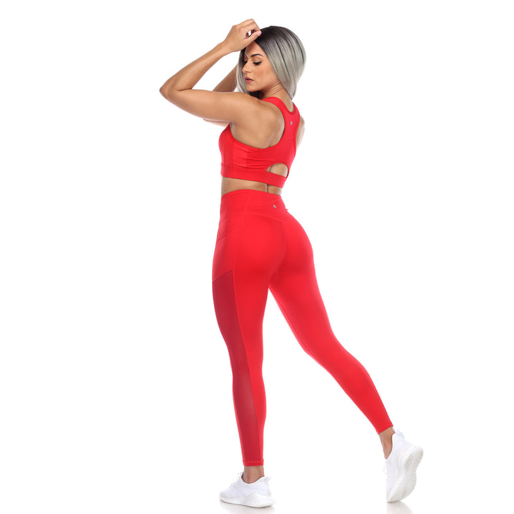 Women's Racer Back Sports Bra & Mesh Leggings Set