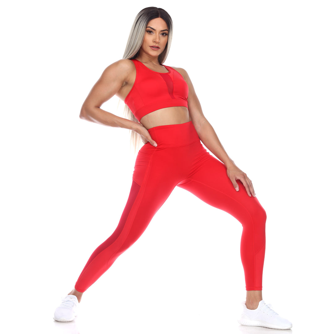 Women's Racer Back Sports Bra & Mesh Leggings Set