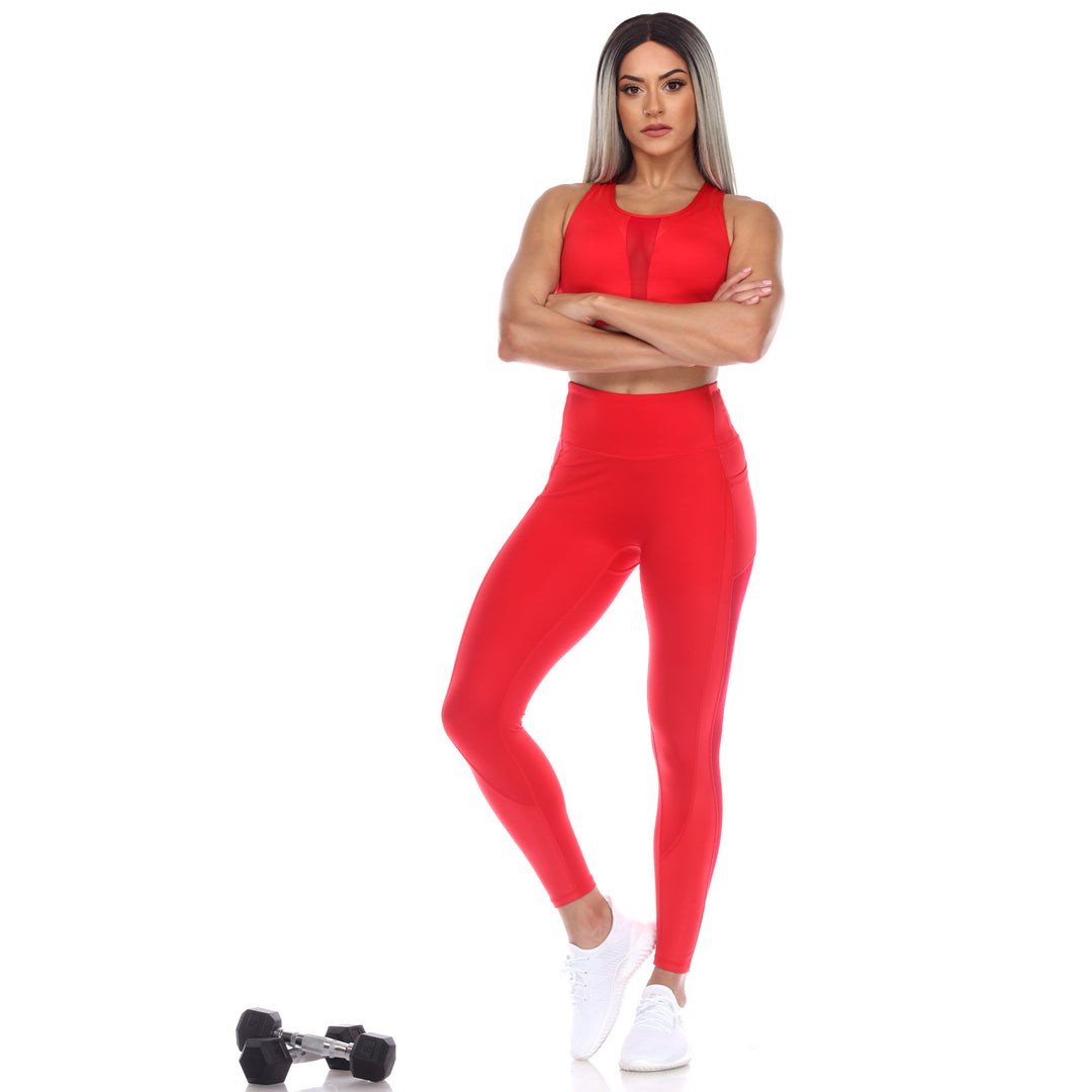 Women's Racer Back Sports Bra & Mesh Leggings Set