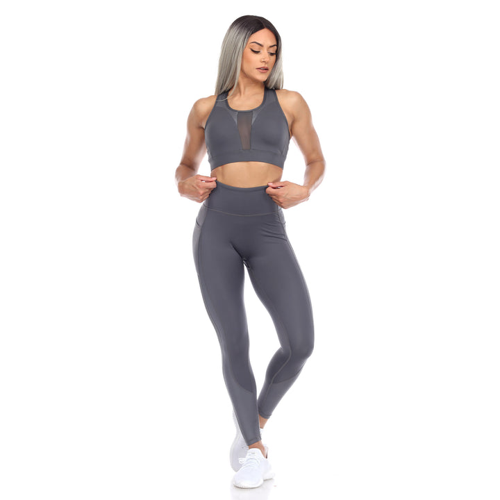 Women's Racer Back Sports Bra & Mesh Leggings Set