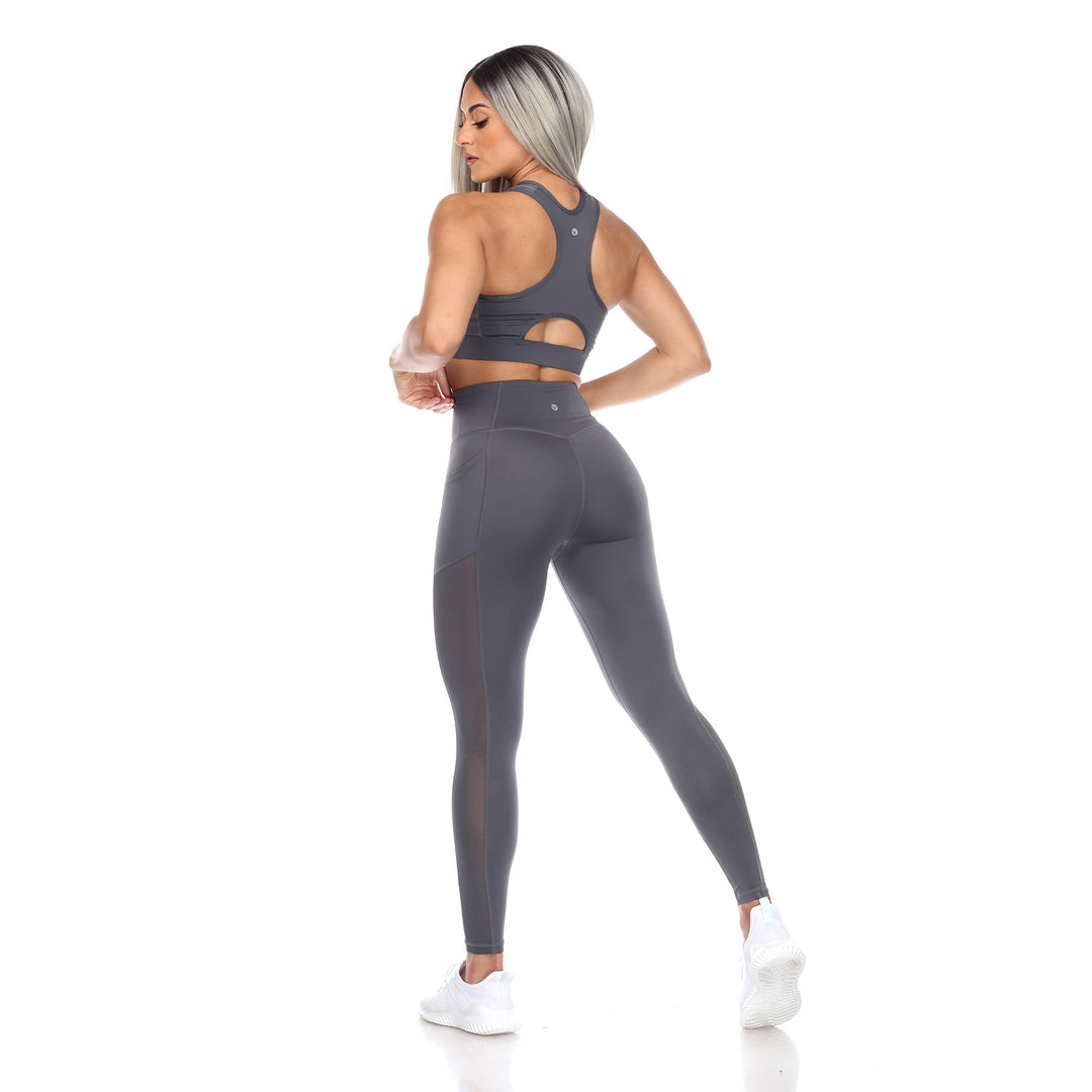 Women's Racer Back Sports Bra & Mesh Leggings Set