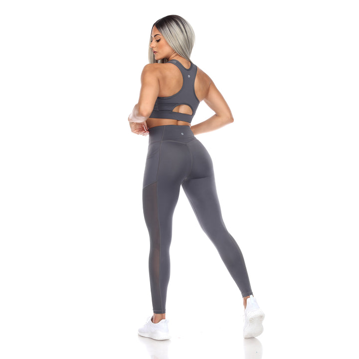 Women's Racer Back Sports Bra & Mesh Leggings Set