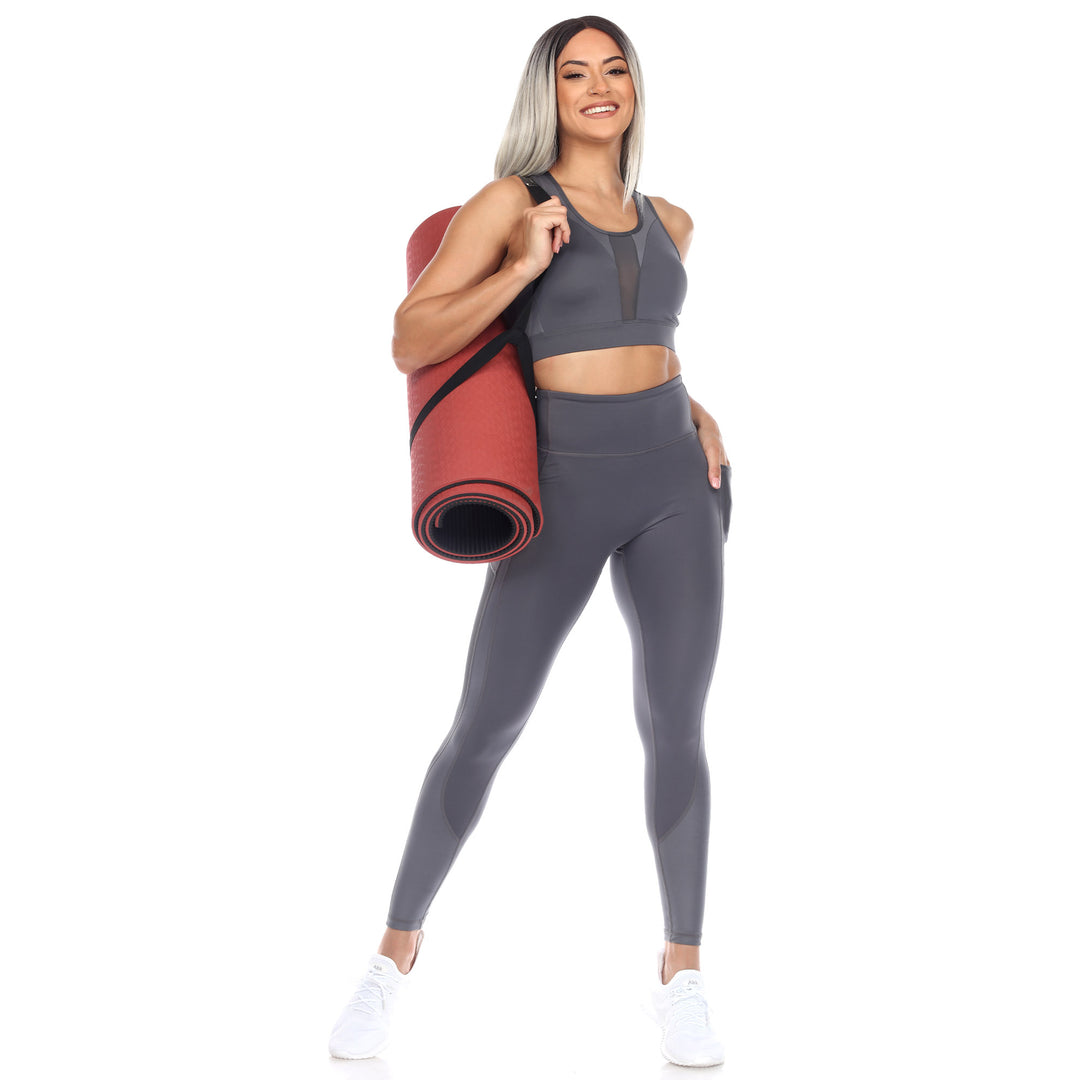 Women's Racer Back Sports Bra & Mesh Leggings Set