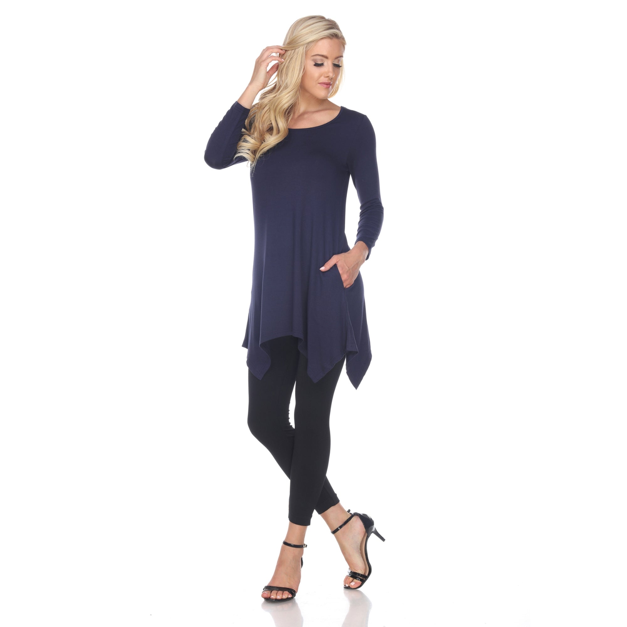 売れ筋商品|||ホワイトマーク カットソー トップス レディース Women's Makayla Tunic Navy Women's Makayla Tunic Top – White Mark