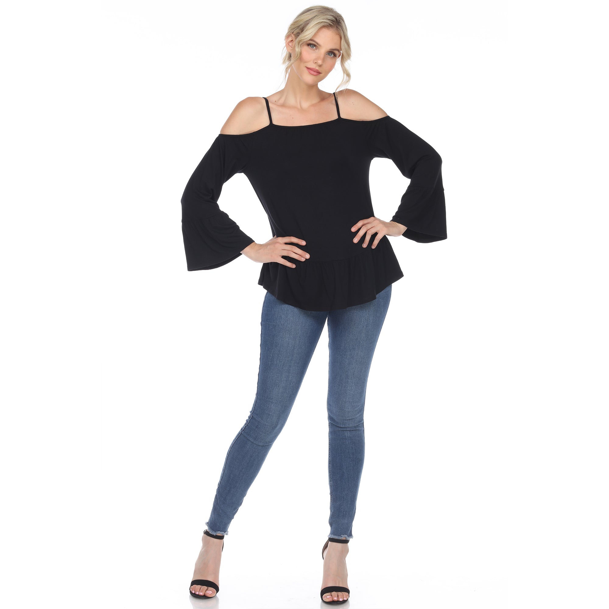 売れ筋商品|||ホワイトマーク カットソー トップス レディース Women's Cold Shoulder Ruffle Sleeve Top Purple White Mark Women's Cold Shoulder Ruffle Sleeve Top - Walmart.com