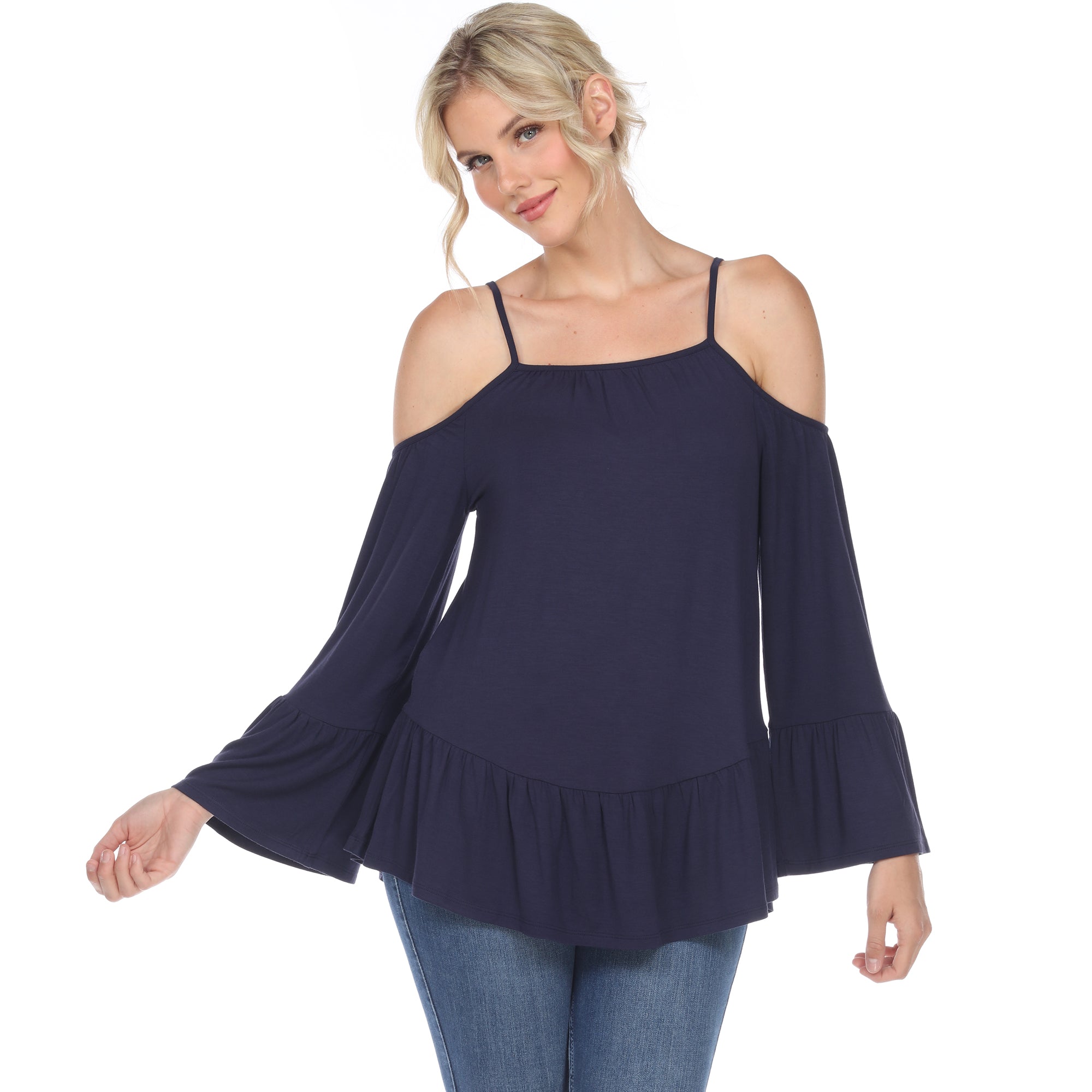 売れ筋商品|||ホワイトマーク カットソー トップス レディース Women's Cold Shoulder Ruffle Sleeve Top Purple White Mark Women's Cold Shoulder Ruffle Sleeve Top - Walmart.com