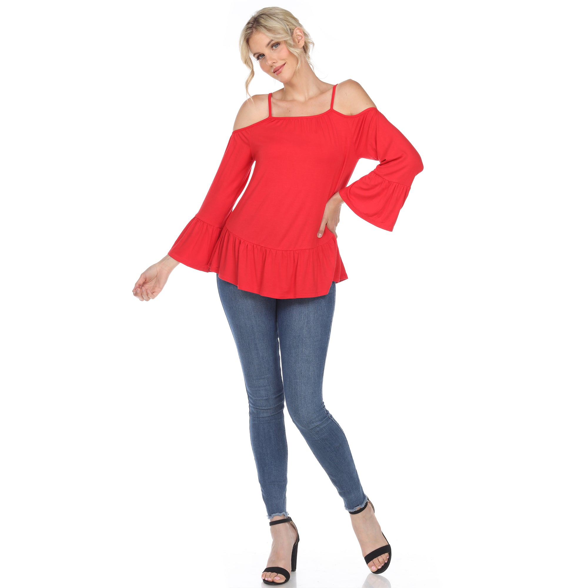売れ筋商品|||ホワイトマーク カットソー トップス レディース Women's Cold Shoulder Ruffle Sleeve Top Purple White Mark Women's Cold Shoulder Ruffle Sleeve Top - Walmart.com