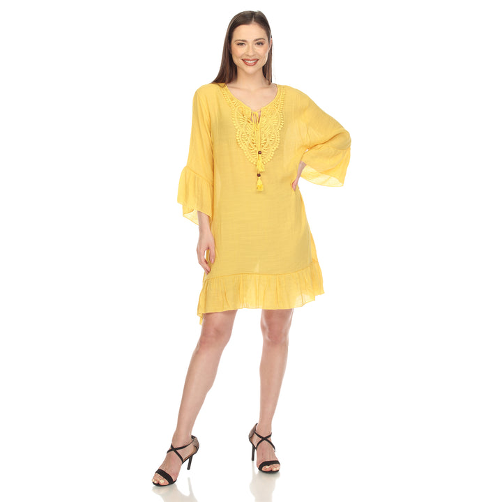Women's Sheer Crochet Knee Length Cover Up Dress