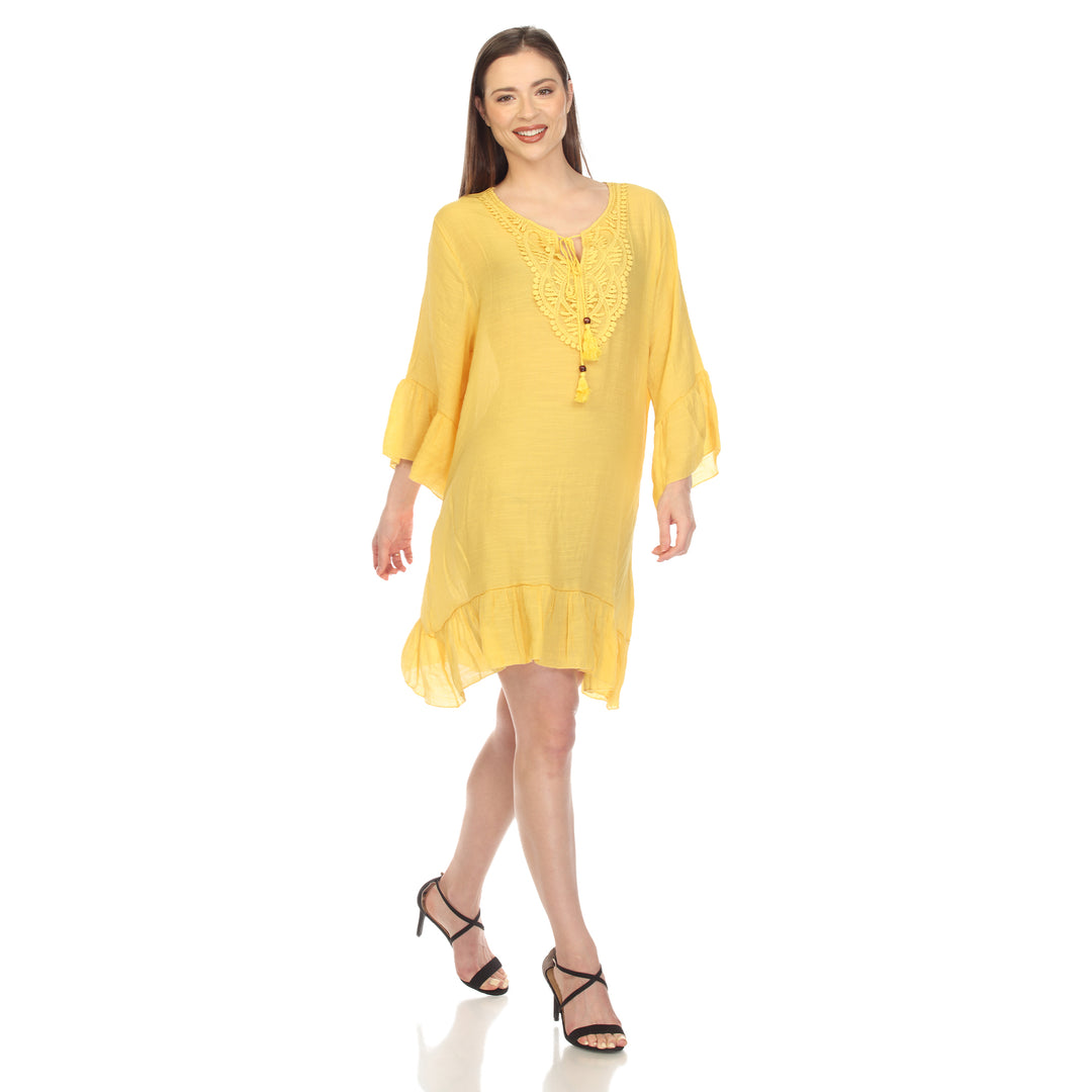 Women's Sheer Crochet Knee Length Cover Up Dress