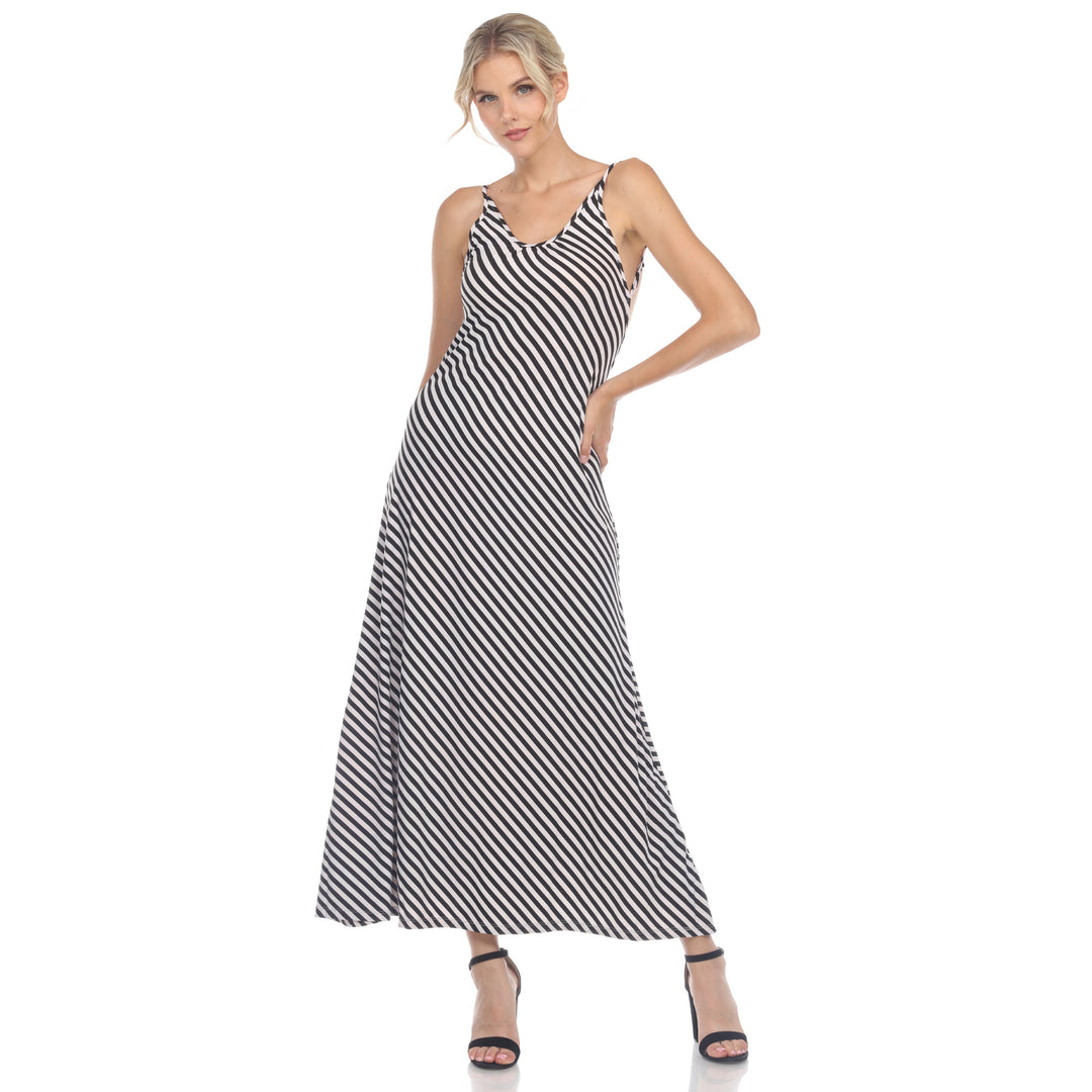 Women's Backless Striped Maxi Dress