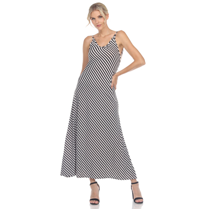 Women's Backless Striped Maxi Dress