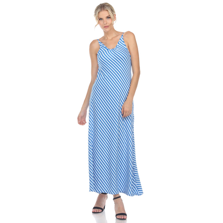 Women's Backless Striped Maxi Dress