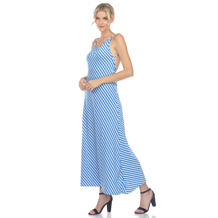 Women's Backless Striped Maxi Dress