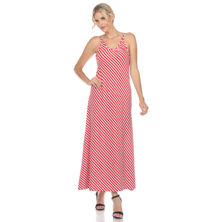 Women's Backless Striped Maxi Dress
