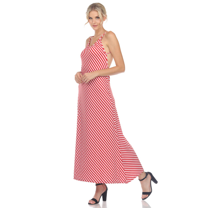 Women's Backless Striped Maxi Dress