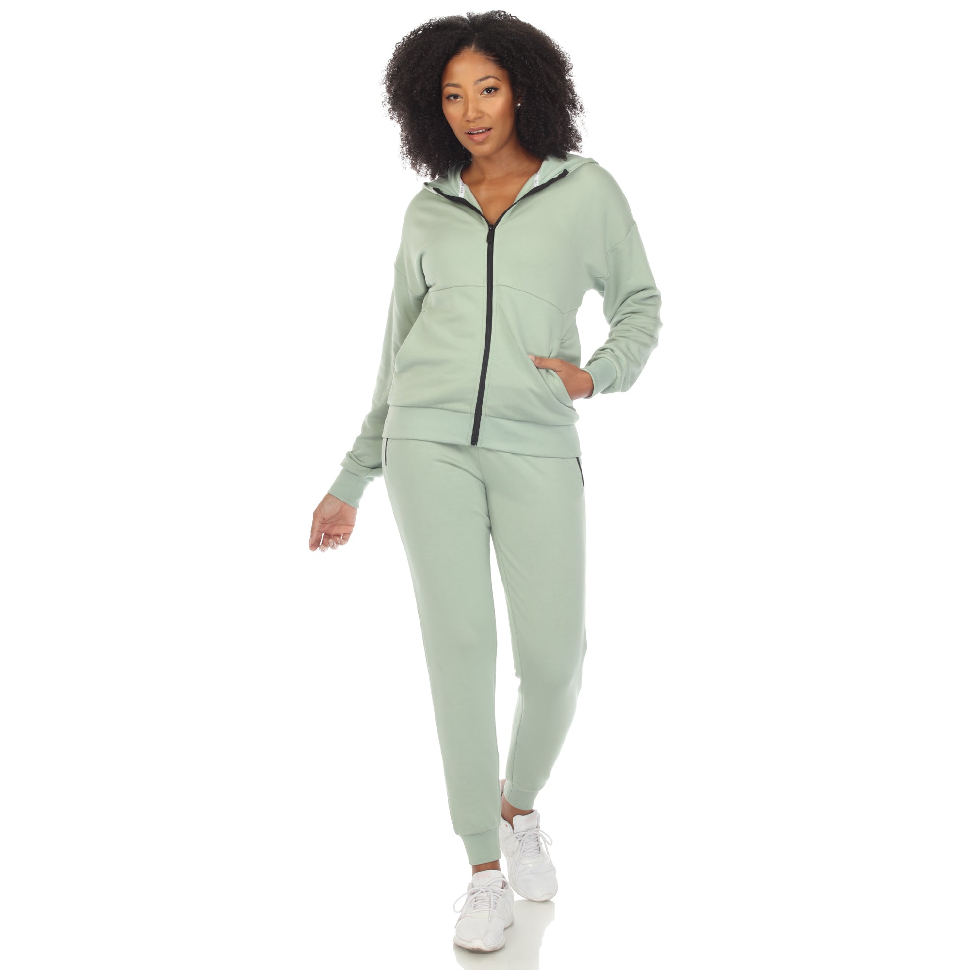 Women's Two Piece Fleece Sweatsuit Set – White Mark
