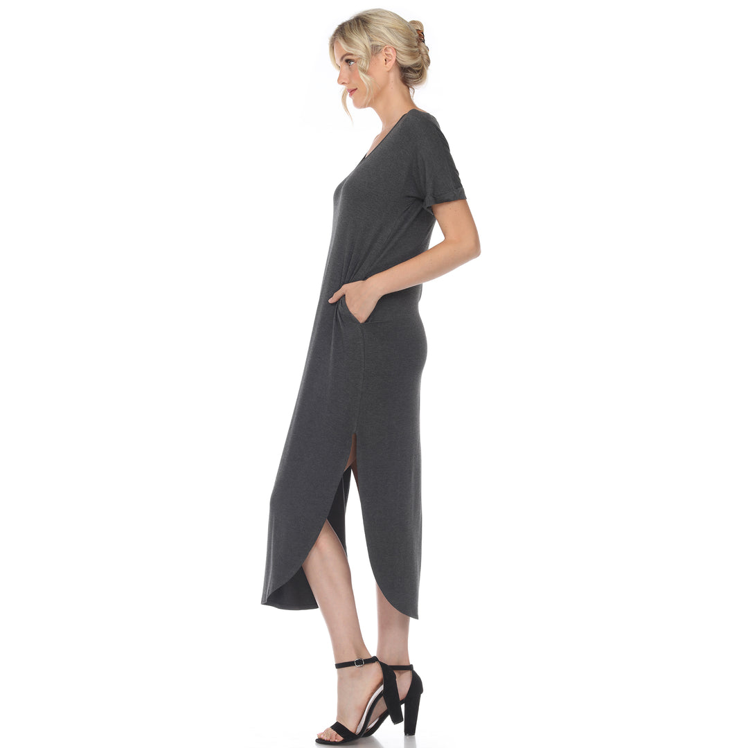 Women's Short Sleeve V-neck Maxi Dress