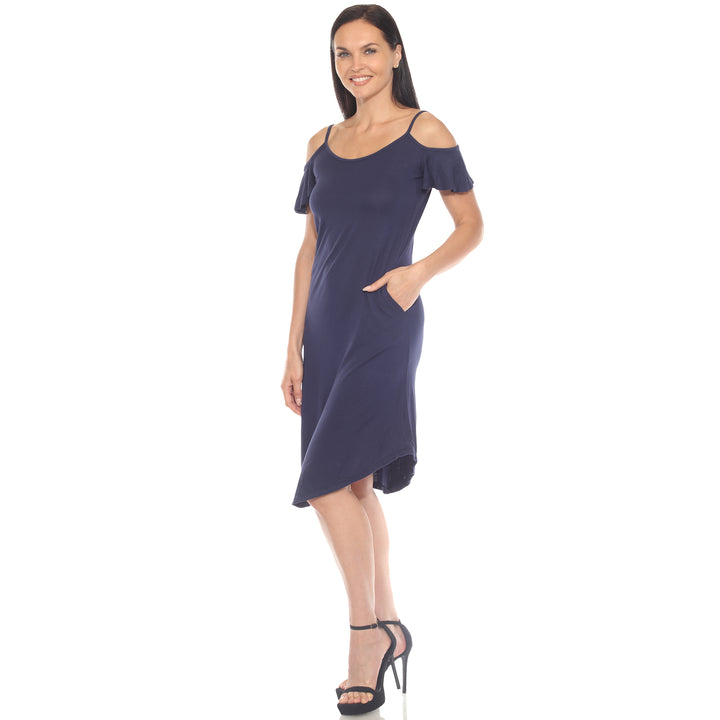 Women's Casual Scoop Neck Flutter Sleeve Knee Length Dress