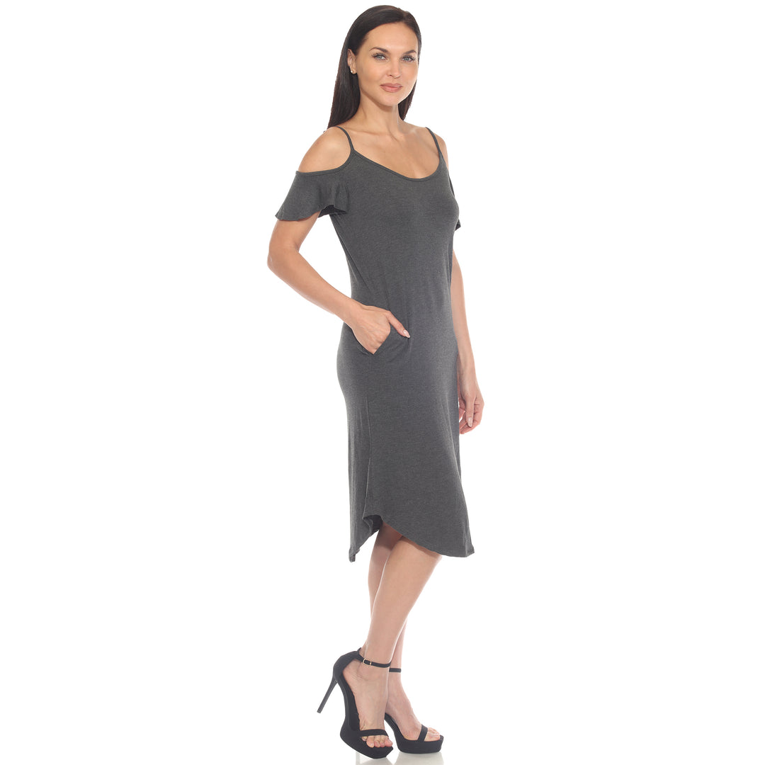 Women's Casual Scoop Neck Flutter Sleeve Knee Length Dress