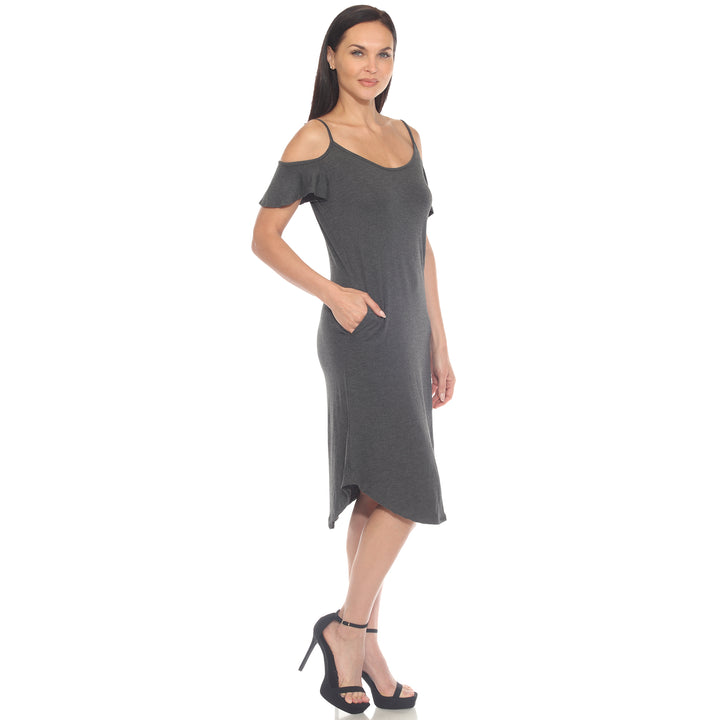 Women's Casual Scoop Neck Flutter Sleeve Knee Length Dress