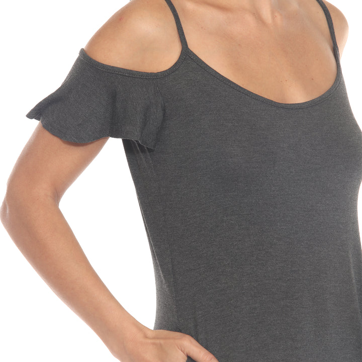 Women's Casual Scoop Neck Flutter Sleeve Knee Length Dress