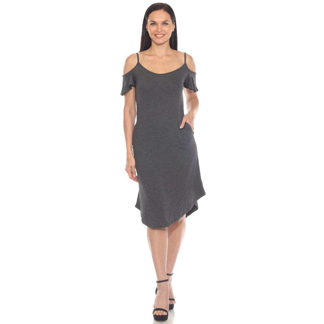 Women's Casual Scoop Neck Flutter Sleeve Knee Length Dress