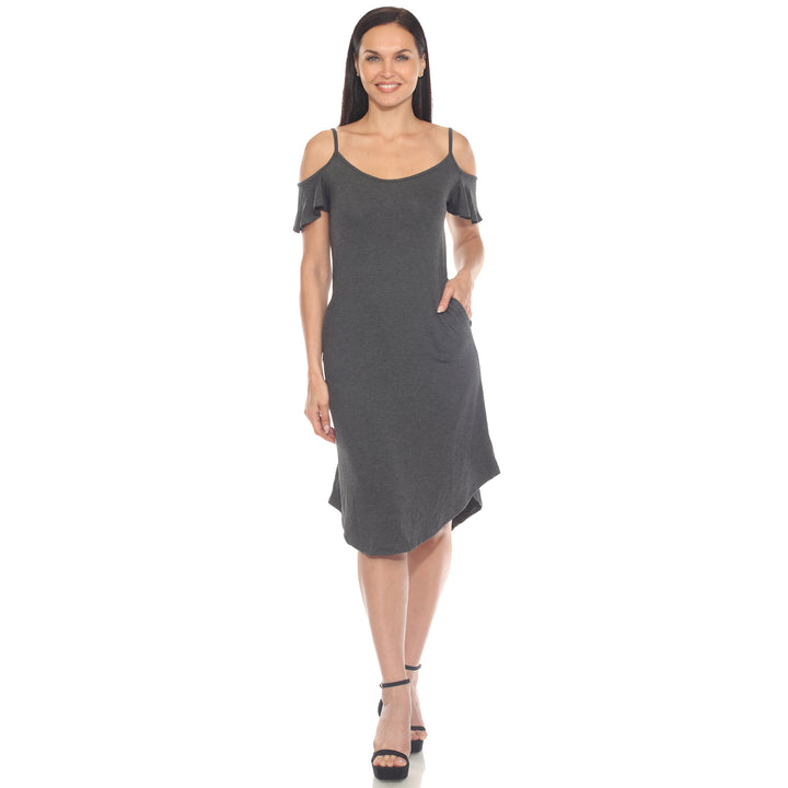 Women's Casual Scoop Neck Flutter Sleeve Knee Length Dress