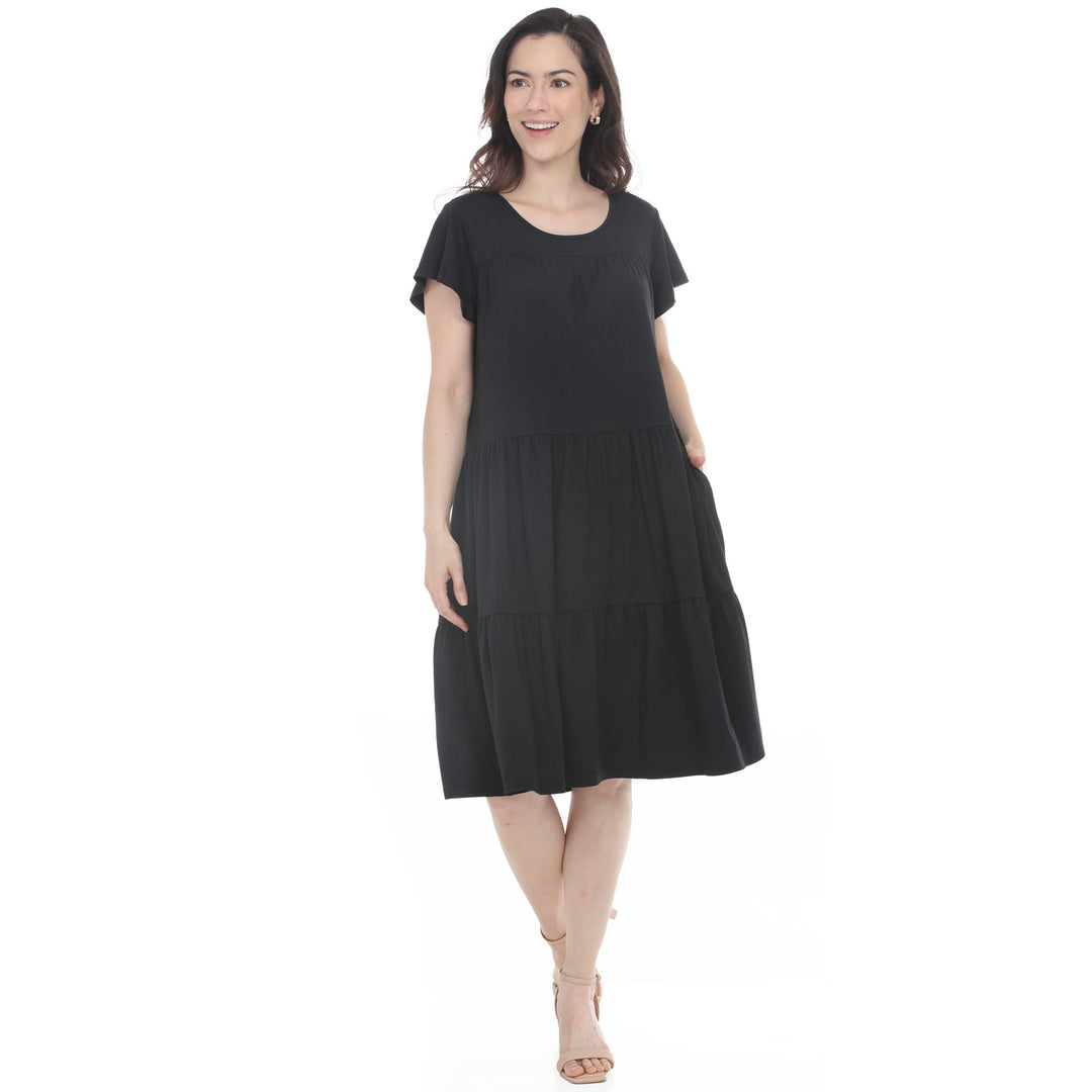 Women’s Flutter Sleeve Ruffle Tiered Dress
